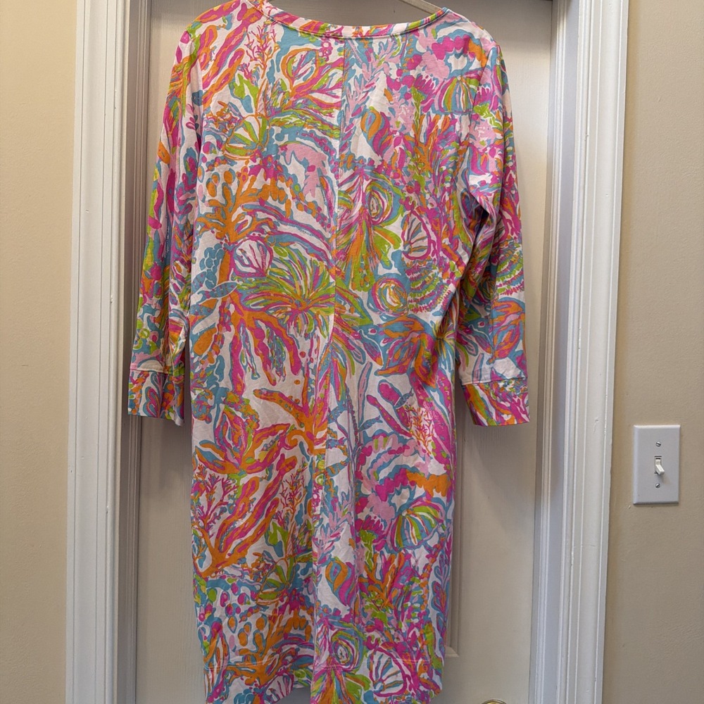 Lilly Pulitzer Christie Dress Scuba to Cuba Size XL Long Sleeve Pima Cotton - Picture 4 of 5